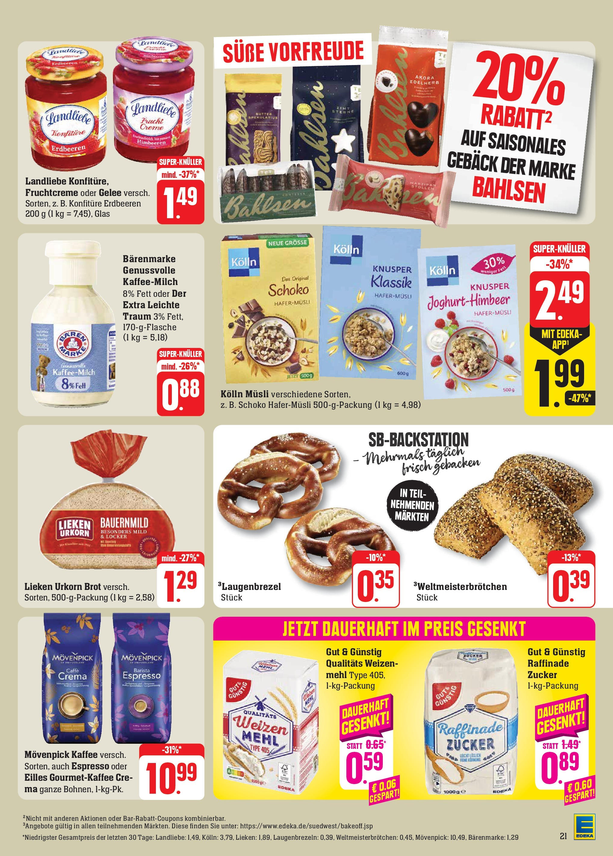 Edeka Prospekt 	 (ab 30.09.2024) » Angebote Online | Seite: 23 | Produkte: Musli, Kolln musli, Movenpick kaffee, Brot