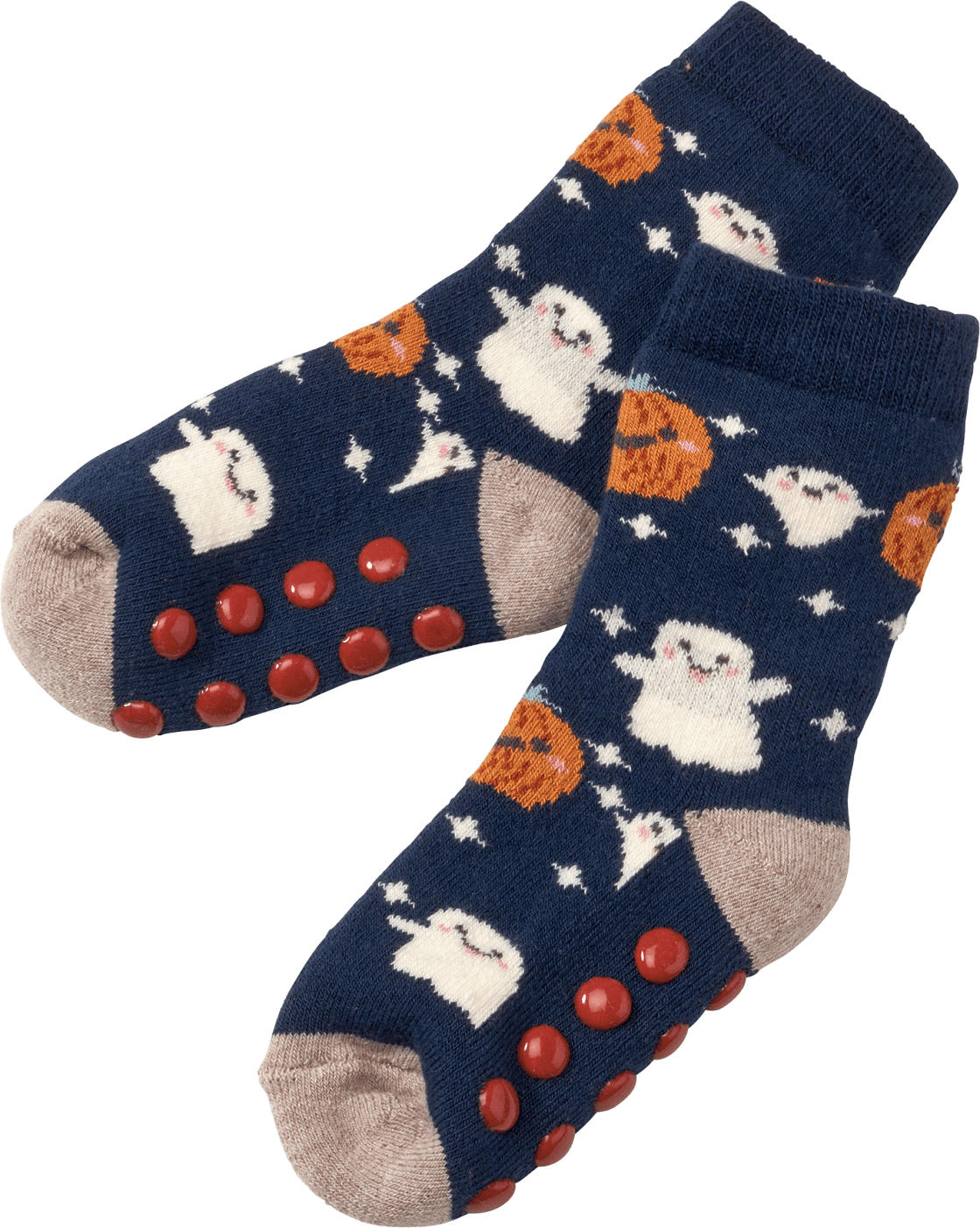 PUSBLU ABS Socken mit Kürbis-Muster, blau, Gr. 19/22
