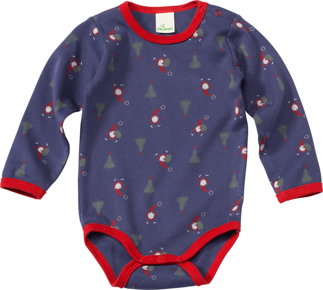 ALANA Body Langarm mit Wichtel-Muster, blau & rot, Gr. 98/104