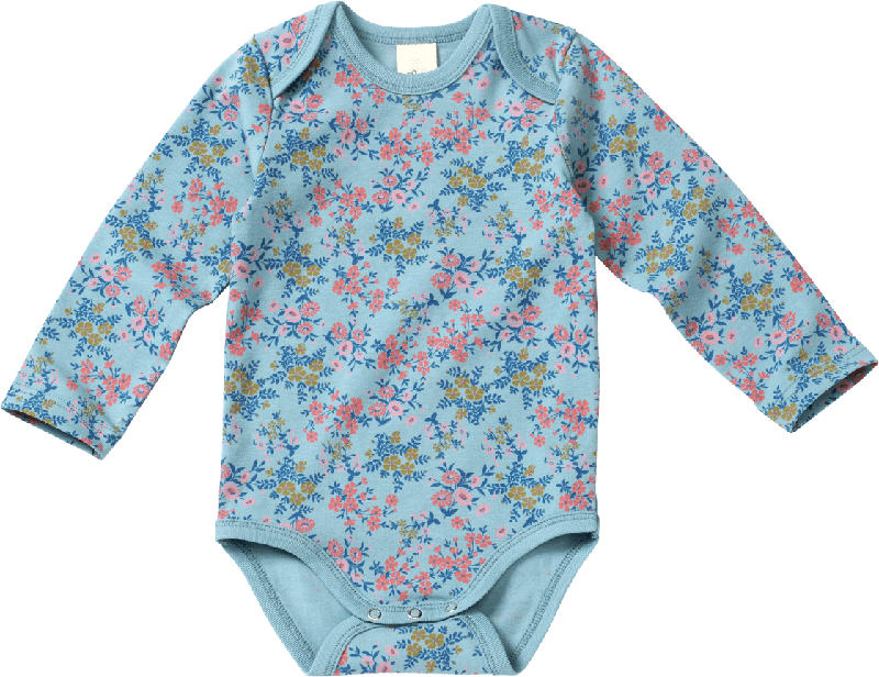 ALANA Body Langarm Pro Climate mit Blumen-Muster, blau, Gr. 74/80