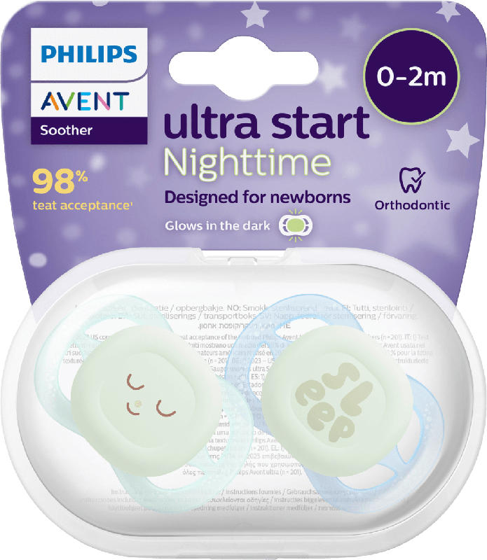 Philips AVENT Schnuller ultra start Nighttime, grün/blau, 0-2 Monate