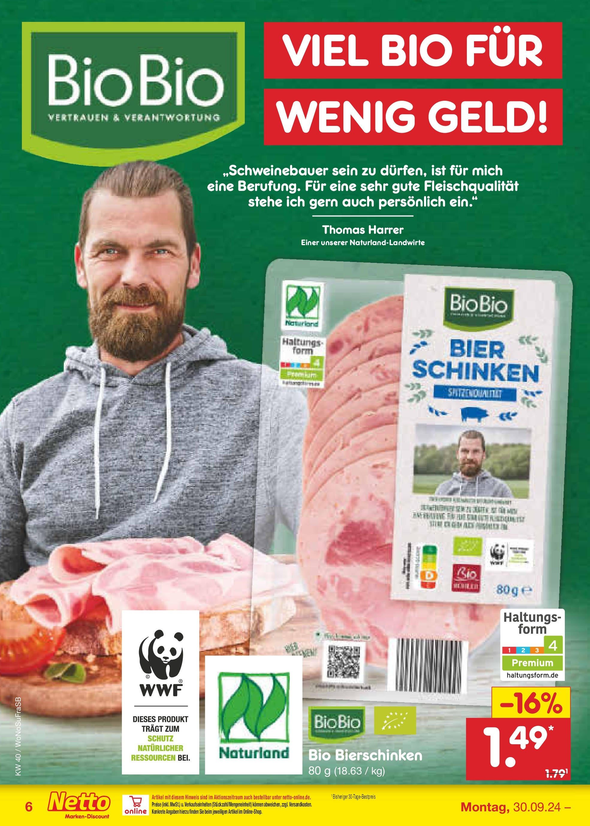 Netto Marken-Discount - Hessen (ab 30.09.2024) » Angebote | Seite: 6 | Produkte: Bier, Schinken