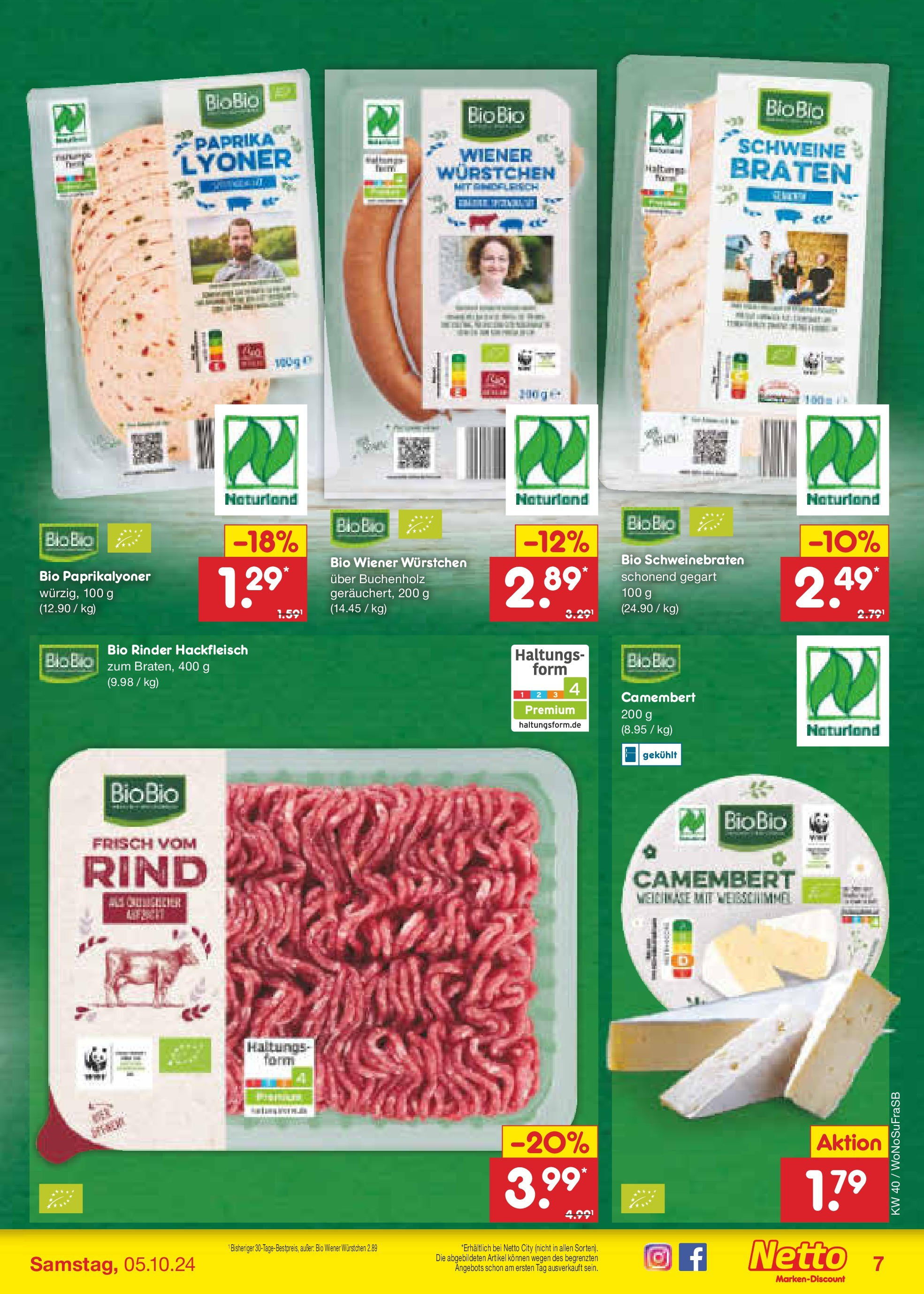 Netto Marken-Discount - Hessen (ab 30.09.2024) » Angebote | Seite: 7 | Produkte: Wiener wurstchen, Paprika, Hackfleisch