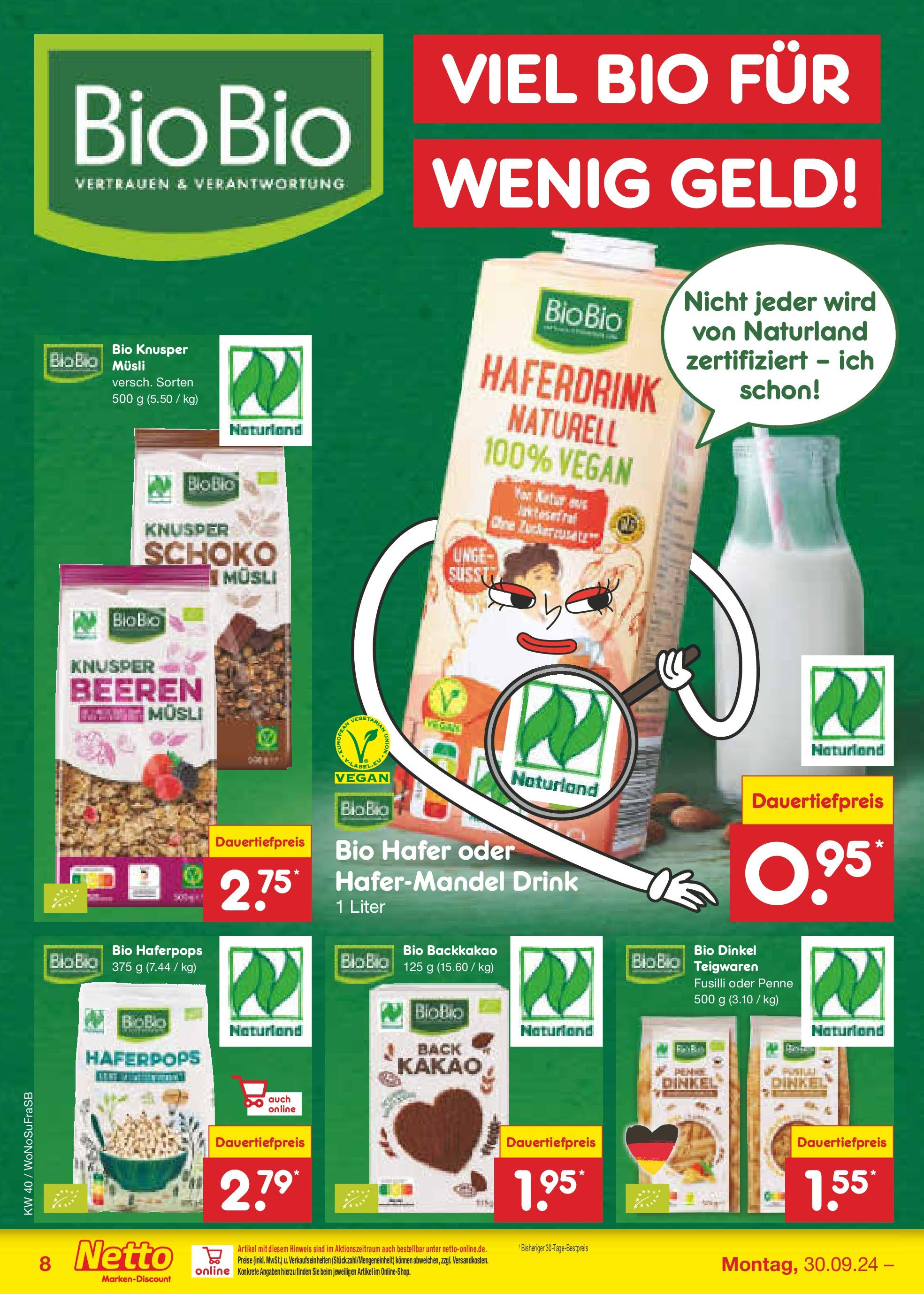 Netto Marken-Discount - Hessen (ab 30.09.2024) » Angebote | Seite: 8 | Produkte: Musli, Haferdrink