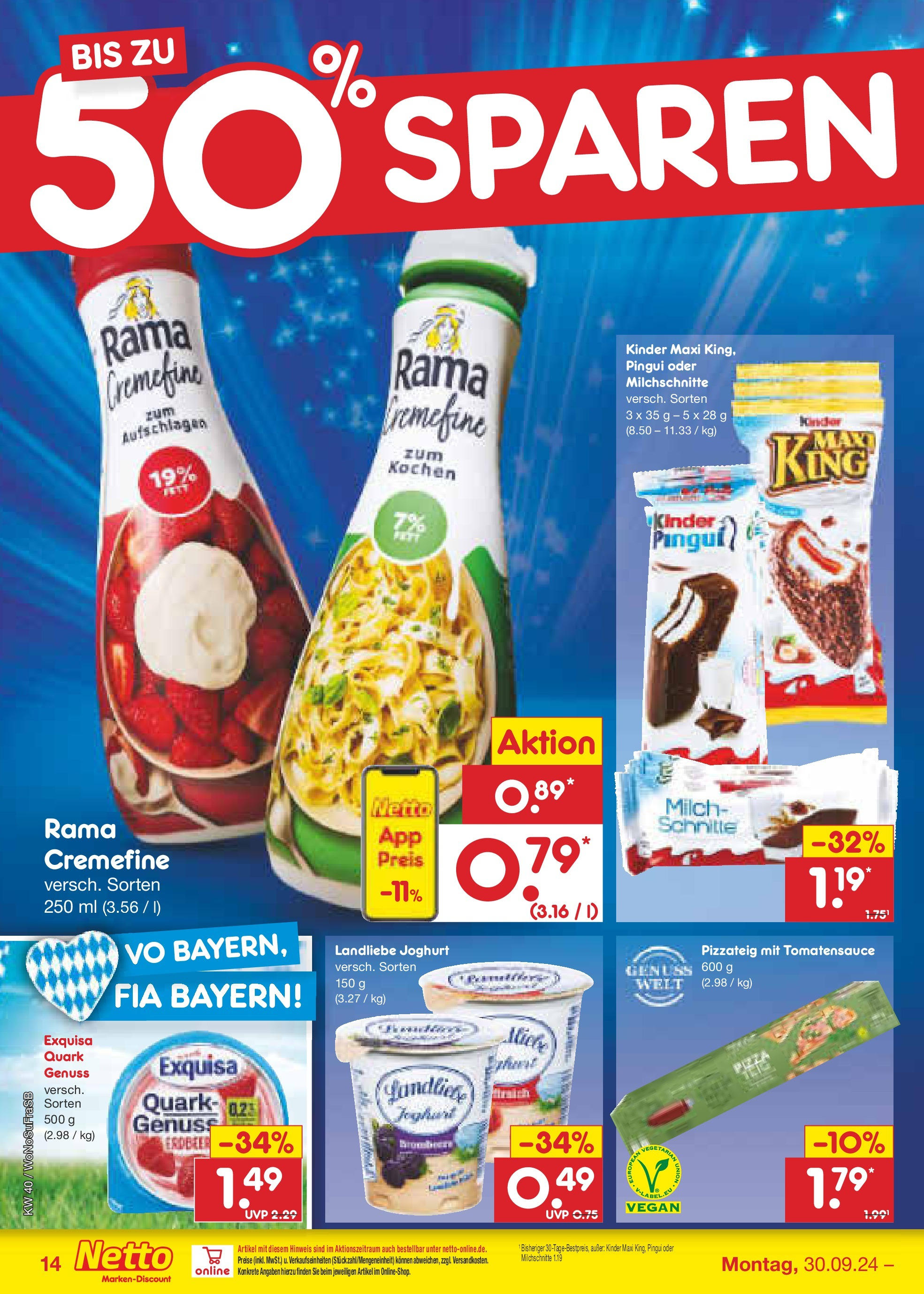 Netto Marken-Discount - Hessen (ab 30.09.2024) » Angebote | Seite: 18 | Produkte: Rama, Quark, Joghurt, Exquisa