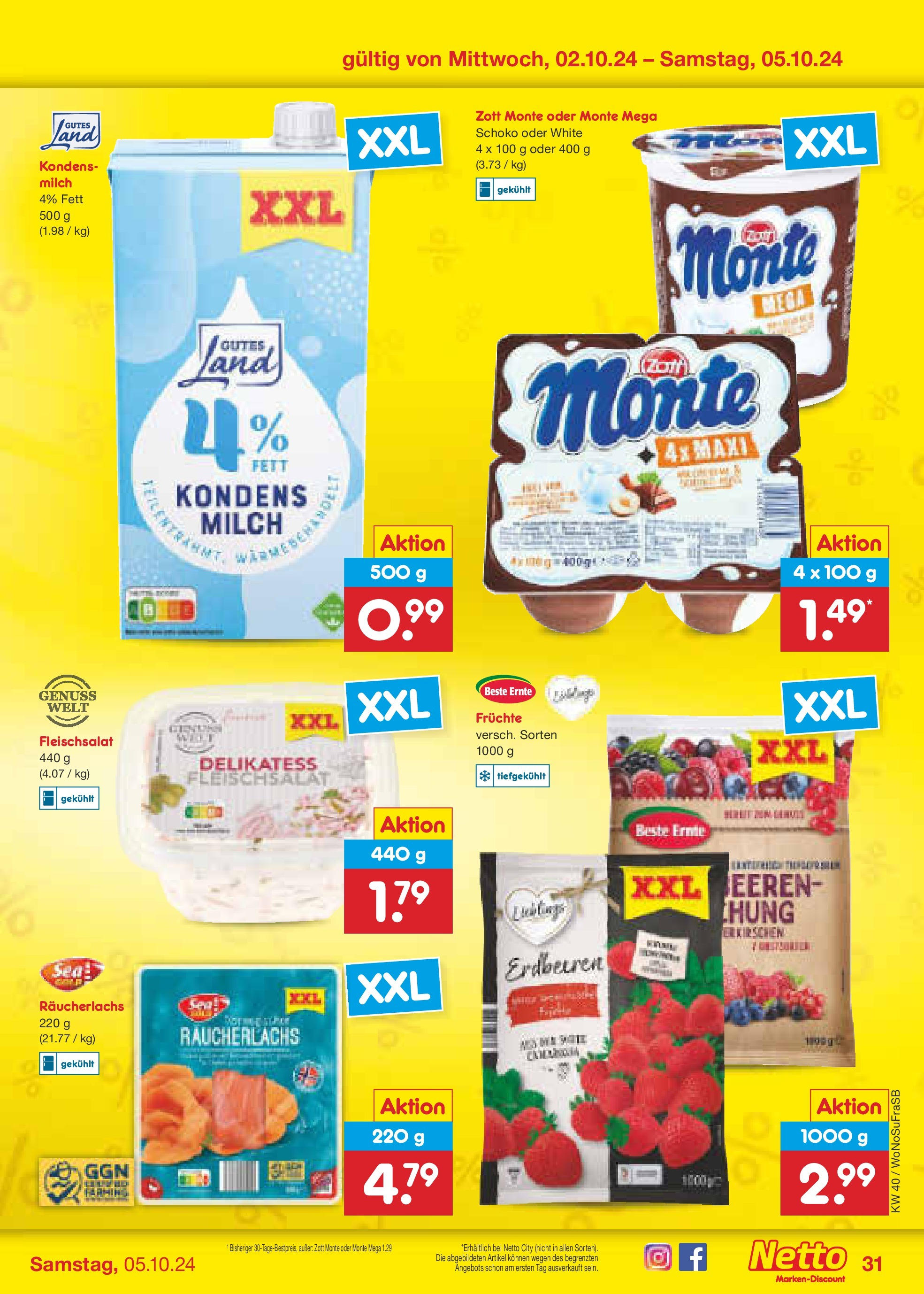 Netto Marken-Discount - Hessen (ab 30.09.2024) » Angebote | Seite: 40 | Produkte: Milch, Räucherlachs, Erdbeeren