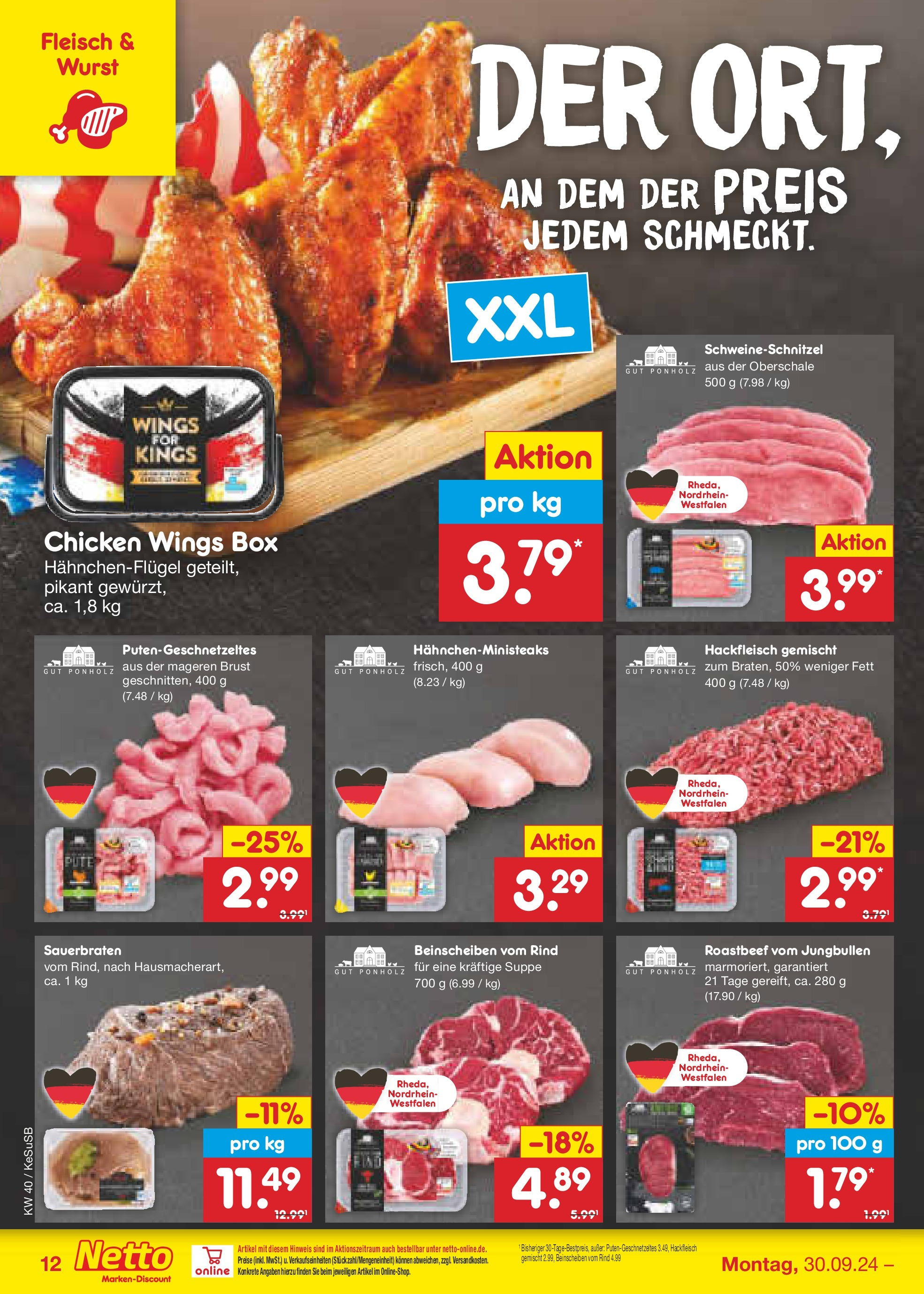 Netto Marken-Discount - Rheinland-Pfalz (ab 30.09.2024) » Angebote | Seite: 15 | Produkte: Box, Roastbeef, Wurst, Fleisch