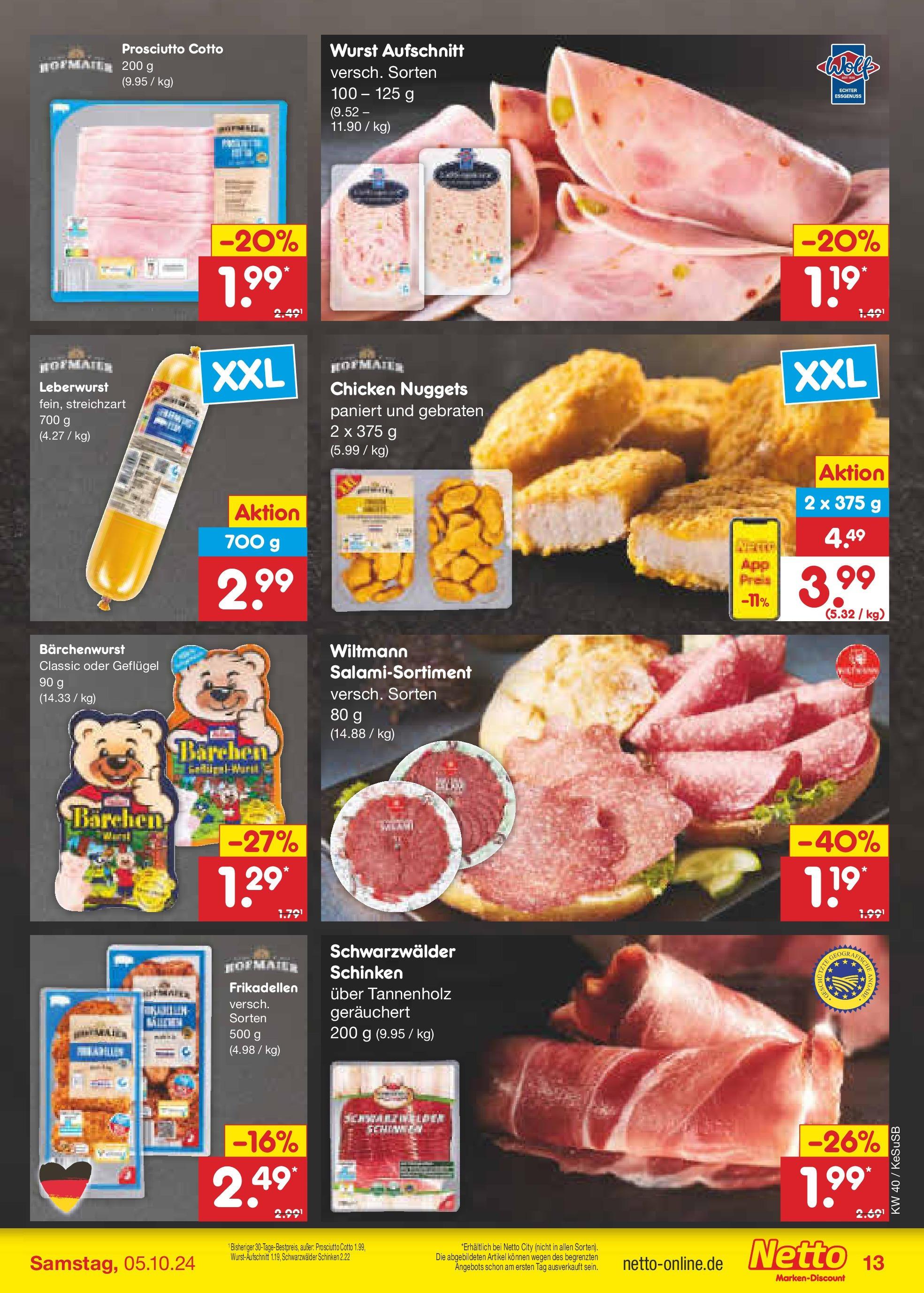 Netto Marken-Discount - Rheinland-Pfalz (ab 30.09.2024) » Angebote | Seite: 16 | Produkte: Wurst, Schinken