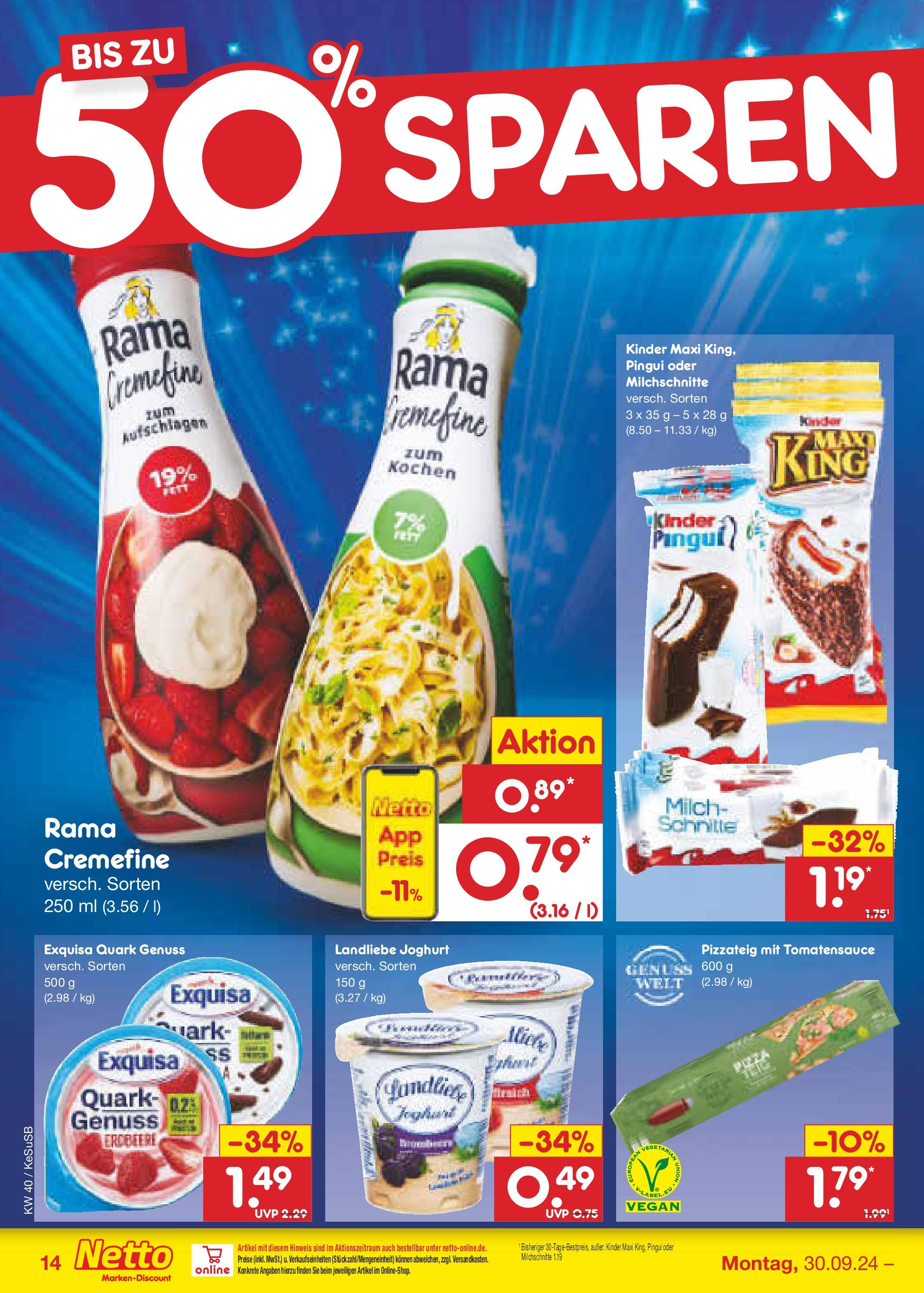 Netto Marken-Discount - Rheinland-Pfalz (ab 30.09.2024) » Angebote | Seite: 18 | Produkte: Milch, Joghurt, Exquisa, Landliebe joghurt