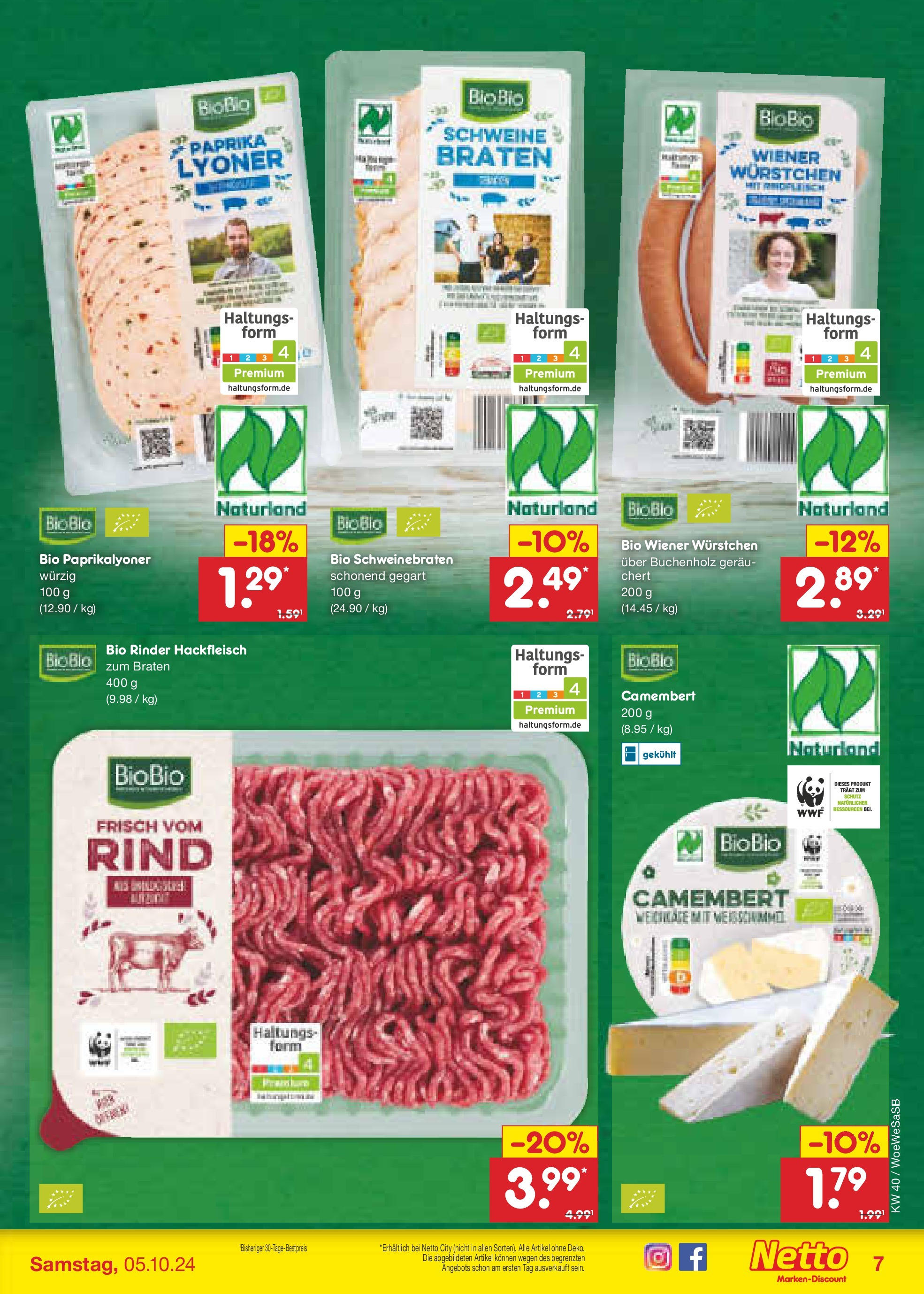 Netto Marken-Discount - Saarland (ab 30.09.2024) » Angebote | Seite: 7 | Produkte: Wiener wurstchen, Paprika, Hackfleisch