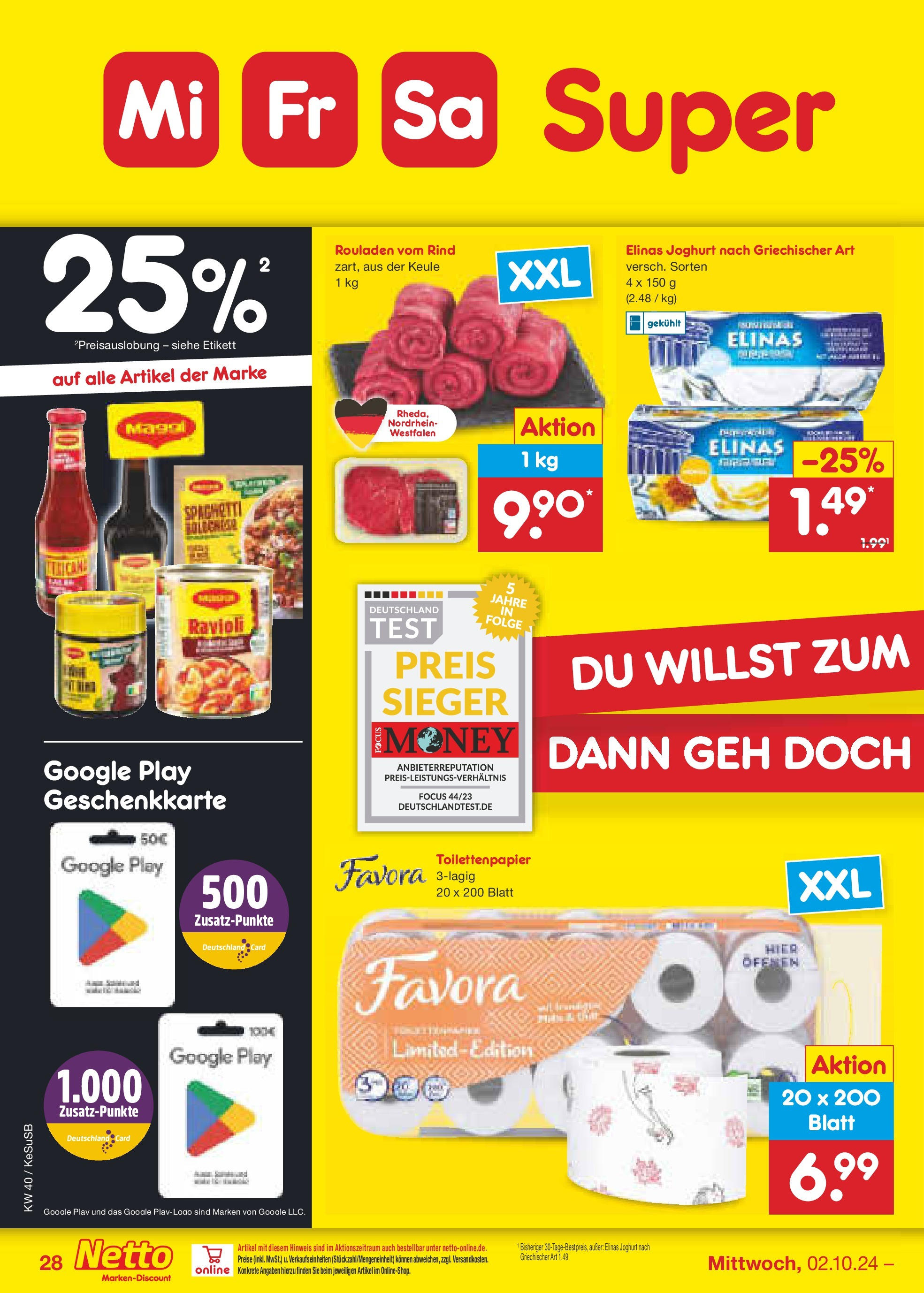 Netto Marken-Discount - Rheinland-Pfalz (ab 30.09.2024) » Angebote | Seite: 37 | Produkte: Joghurt, Toilettenpapier