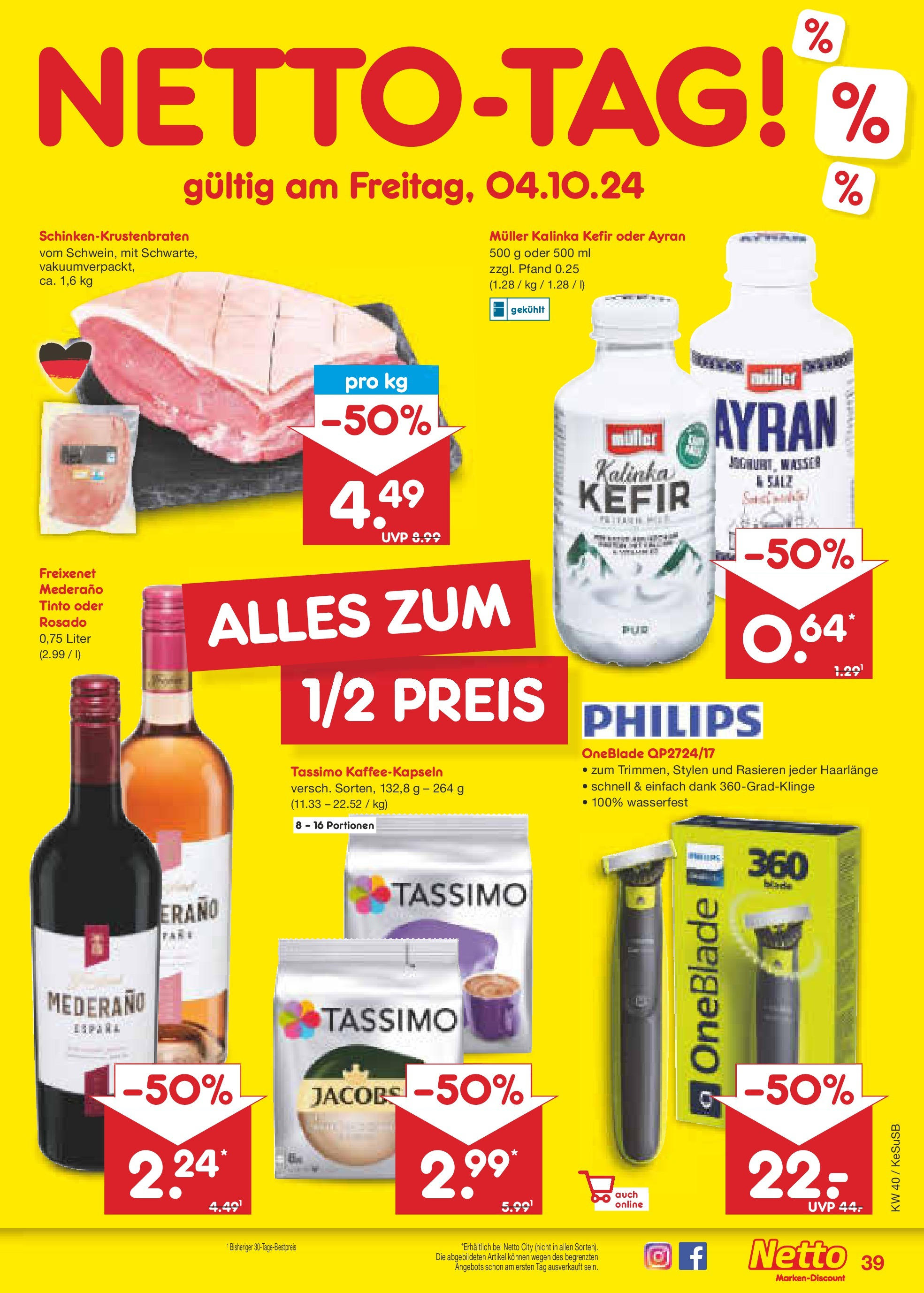 Netto Marken-Discount - Rheinland-Pfalz (ab 30.09.2024) » Angebote | Seite: 49 | Produkte: Philips, Kefir, Joghurt, Freixenet mederano