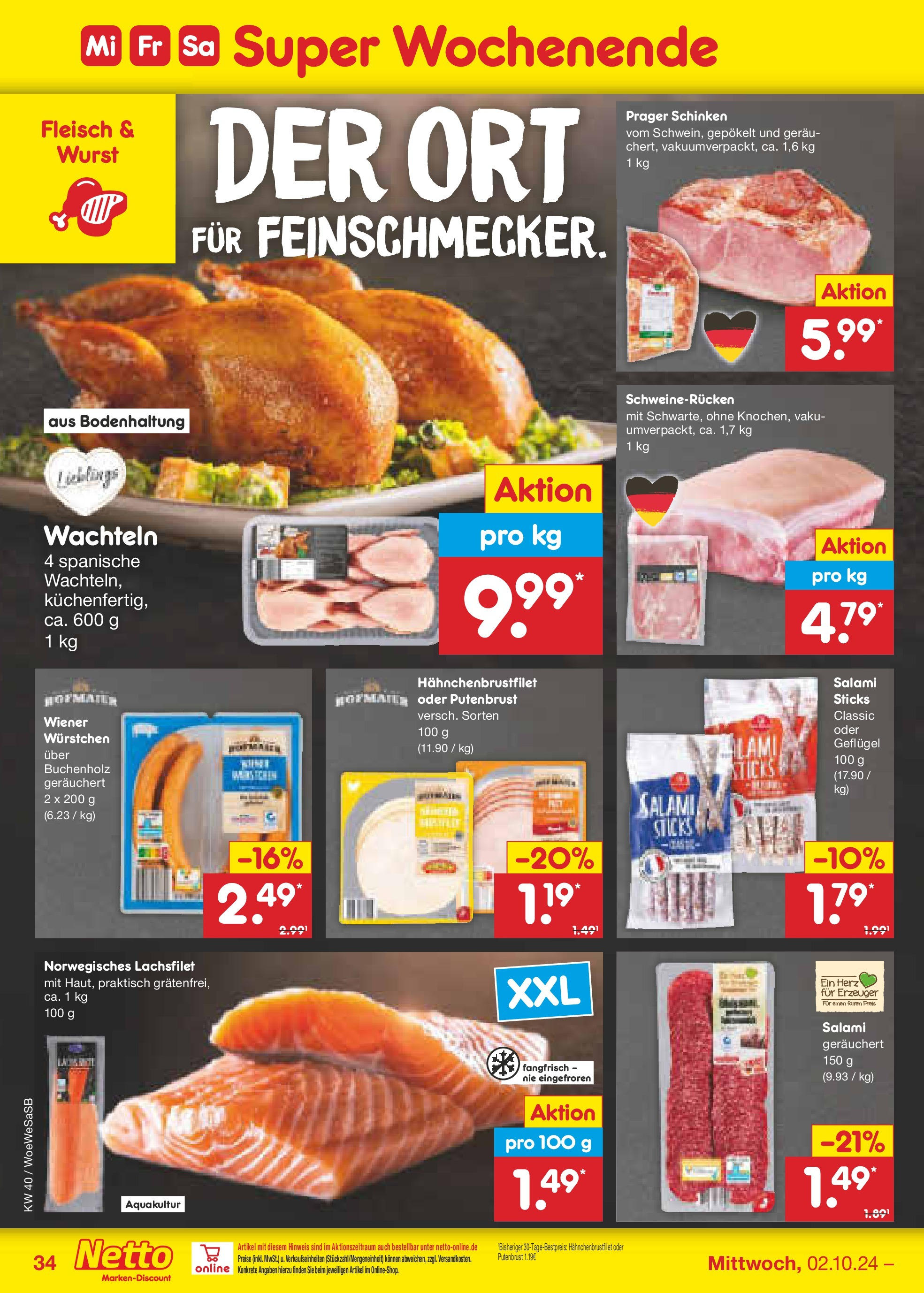 Netto Marken-Discount - Saarland (ab 30.09.2024) » Angebote | Seite: 43 | Produkte: Schweinerucken, Salami, Schinken, Fleisch