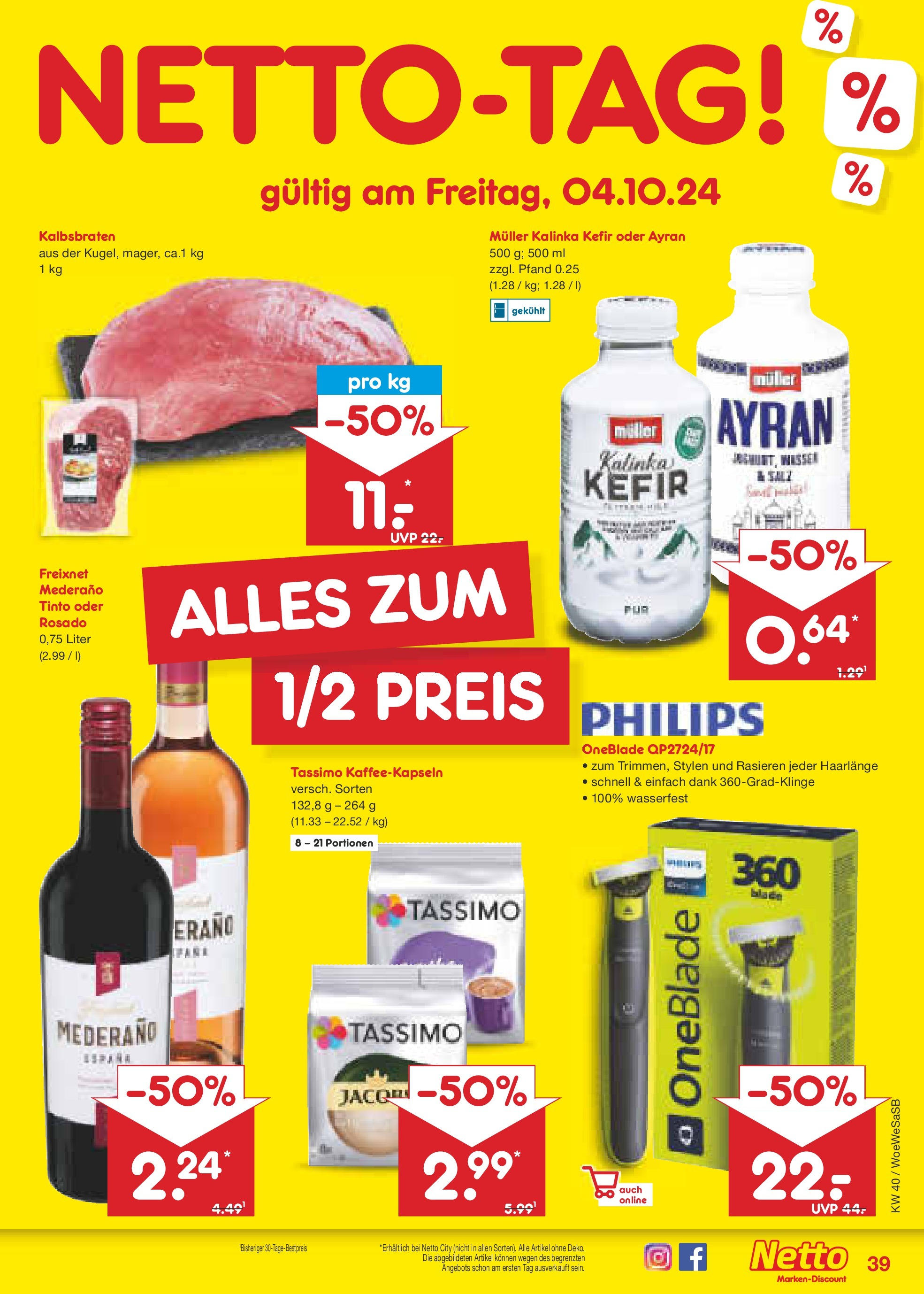 Netto Marken-Discount - Saarland (ab 30.09.2024) » Angebote | Seite: 49 | Produkte: Philips, Kefir, Pane, Tassimo