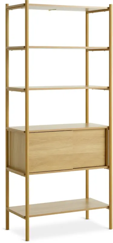 JYSK Етажерка LINDVED 6 рафта 2 врати цвят натурален дъб
