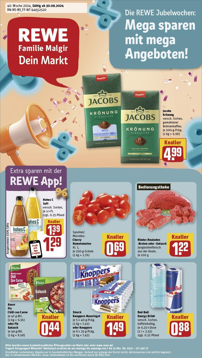 REWE Prospekt ab 30.09.2024 nächste Woche - Rüsselsheim / Hassloch, Adolf-Von-Menzel-Straße 19