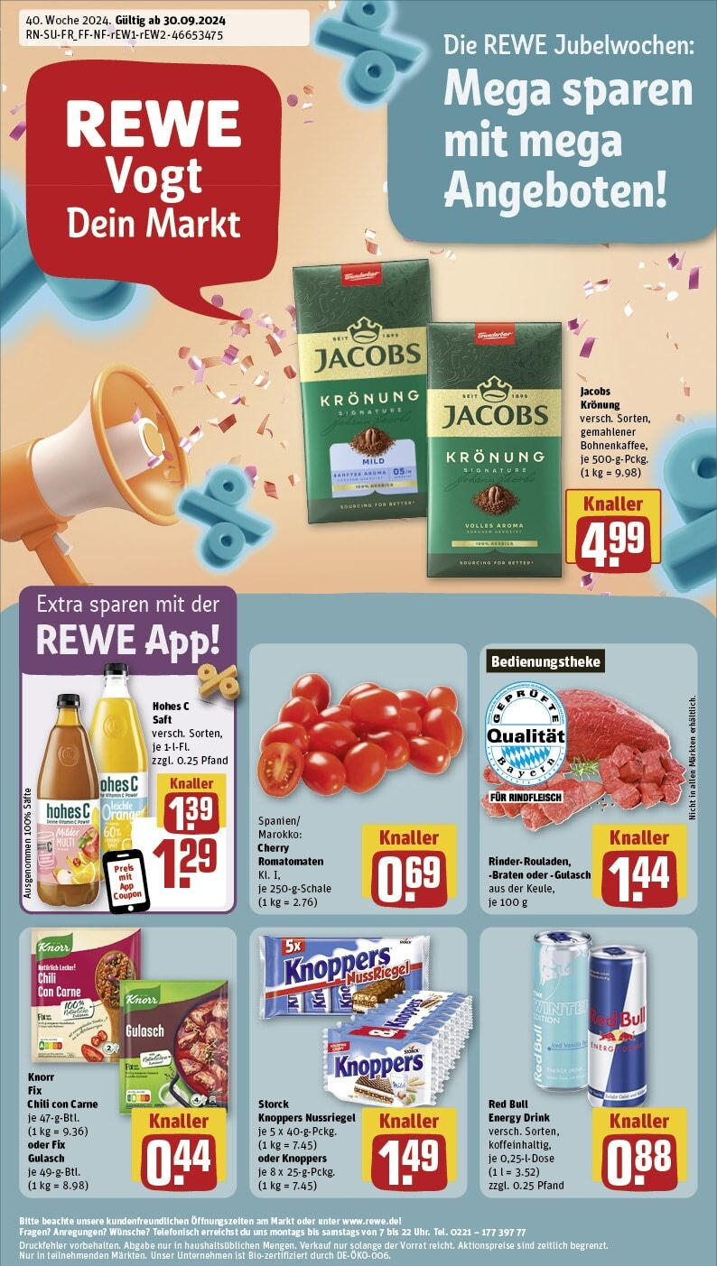 REWE Prospekt ab 30.09.2024 nächste Woche - Velburg, Gewerbegebiet Nord 1