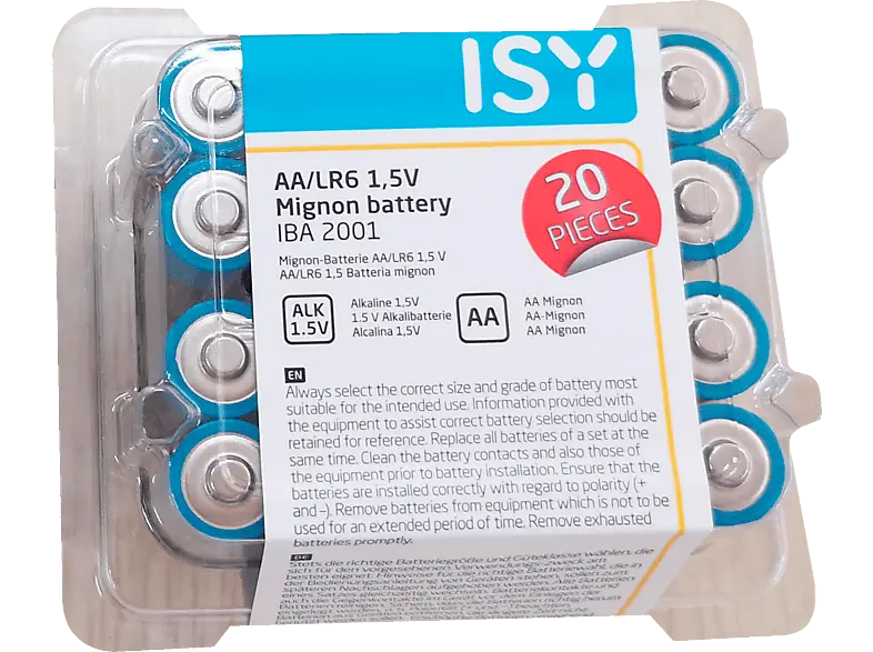 ISY Batterie AA LR06 1,5V Mignon 20er Pack (IBA-2001)