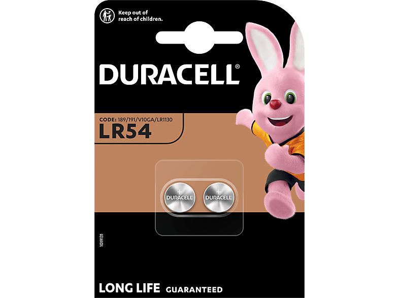 Duracell LR54 Alkaline Knopfbatterie, 2er Pack (189/V10GA); Knopfzelle