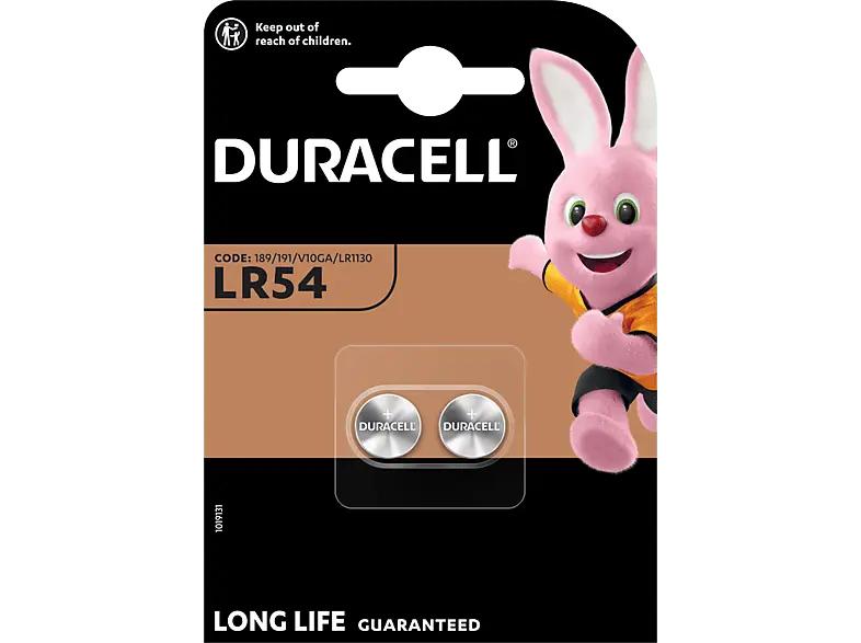 Duracell LR54 Alkaline Knopfbatterie, 2er Pack (189/V10GA); Knopfzelle