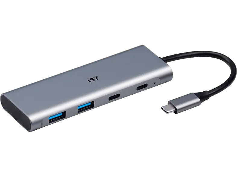 ISY Adapter IHU-5200 USB-C 2-in-1 Hub auf 2x USB 3.1 Typ-A, Typ-C, Silber