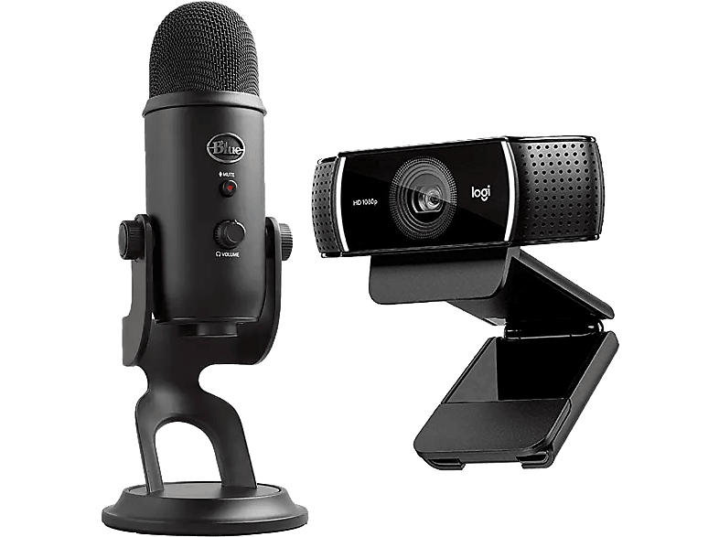 Logitech Blackout Yeti Streaming Mikrofon mit C922 Webcam - Pro Streamer Pack; Streaming Mikrofon / Webcam