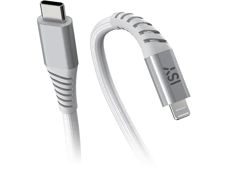 ISY Schnelllade-/Datenkabel ICN-5000-WT-CL, USB-C, Lightning, 2 Meter, Weiß