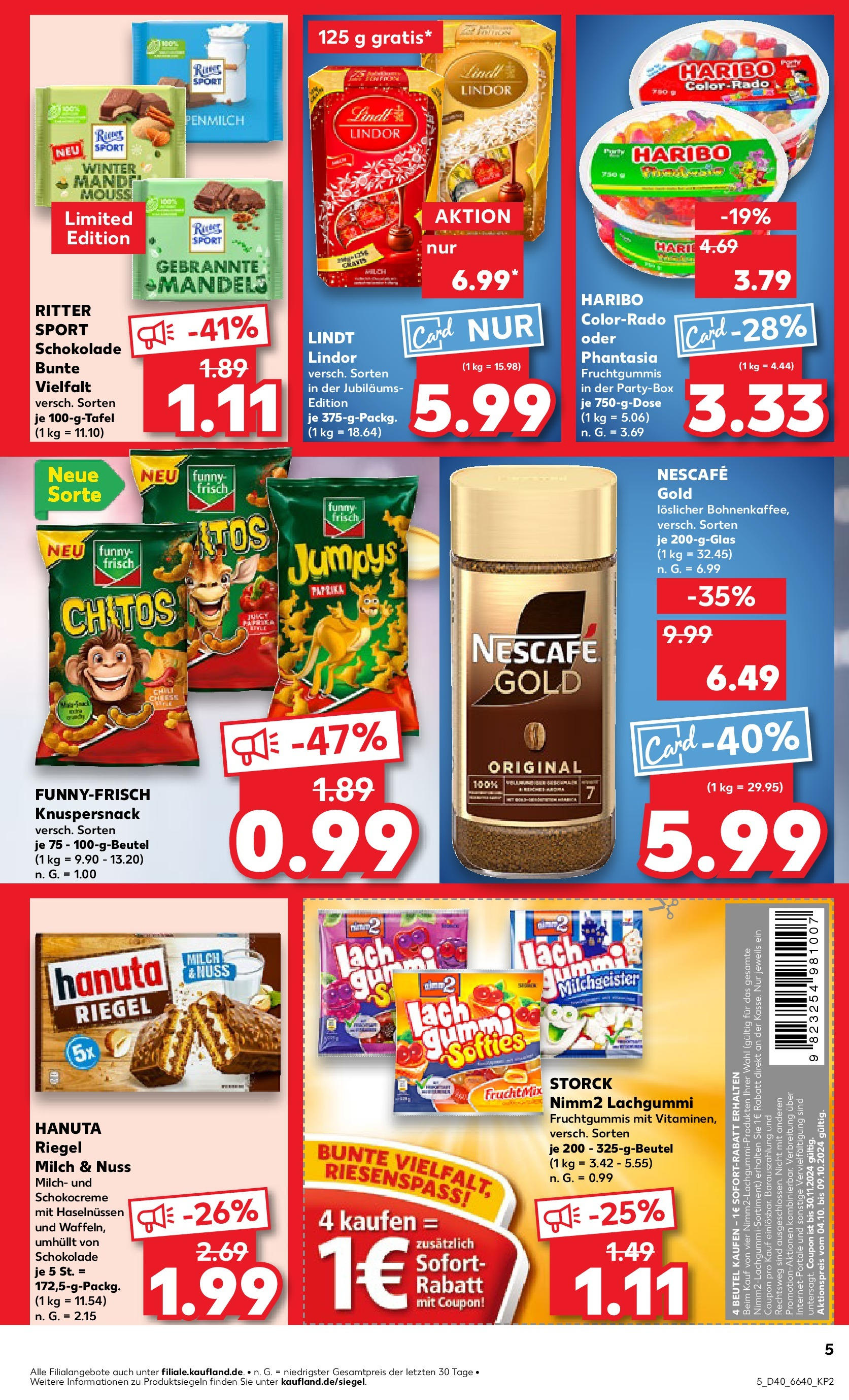 Kaufland - München (ab 04.10.2024) » Angebote Online zum Blättern | Seite: 5 | Produkte: Nescafe, Haribo, Funny frisch, Lindt