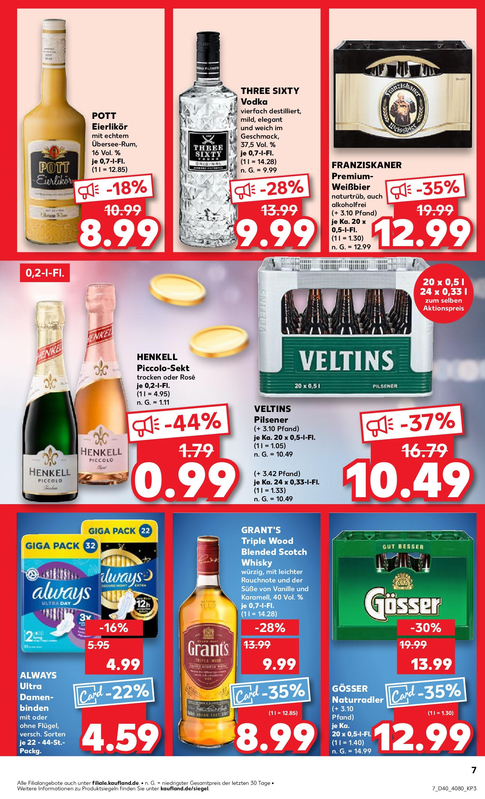 Kaufland Prospekt 	 (ab 04.10.2024) » Angebote Online zum Blättern | Seite: 7 | Produkte: Whisky, Franziskaner, Weißbier, Vodka