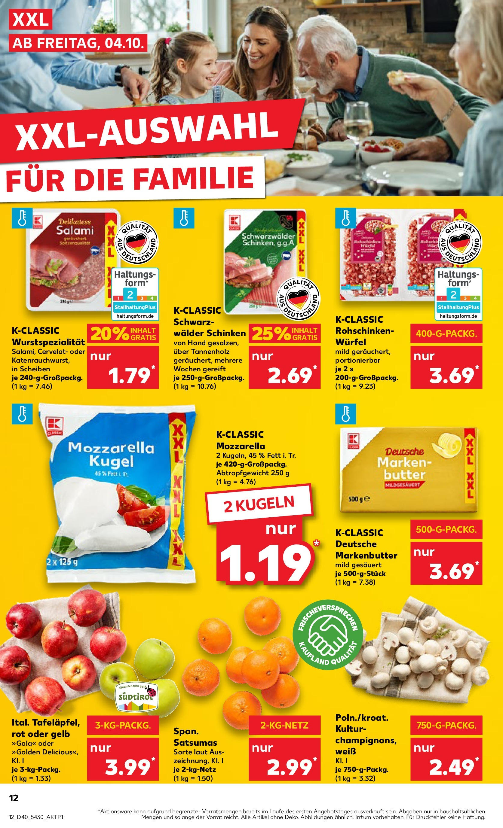 Kaufland - München (ab 04.10.2024) » Angebote Online zum Blättern | Seite: 12 | Produkte: Butter, Mozzarella, Salami, Schinken