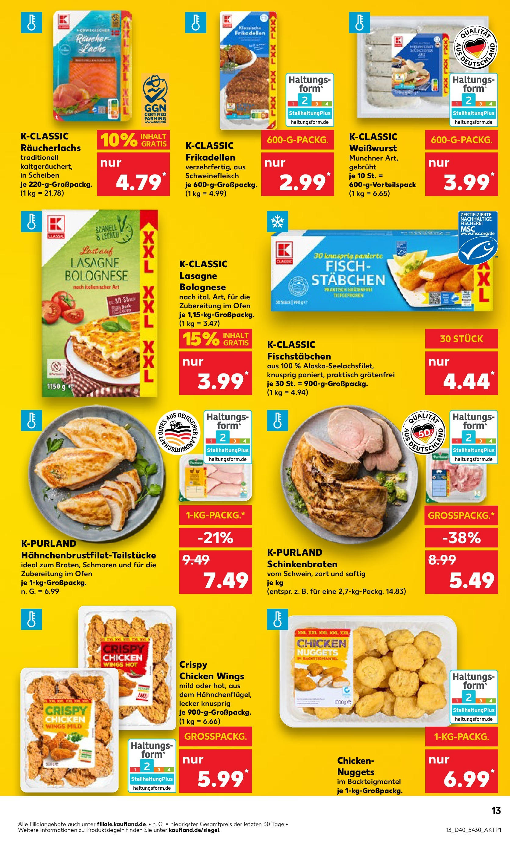 Kaufland - München (ab 04.10.2024) » Angebote Online zum Blättern | Seite: 13 | Produkte: Fisch, Lachs, Fischstabchen, Schweinefleisch