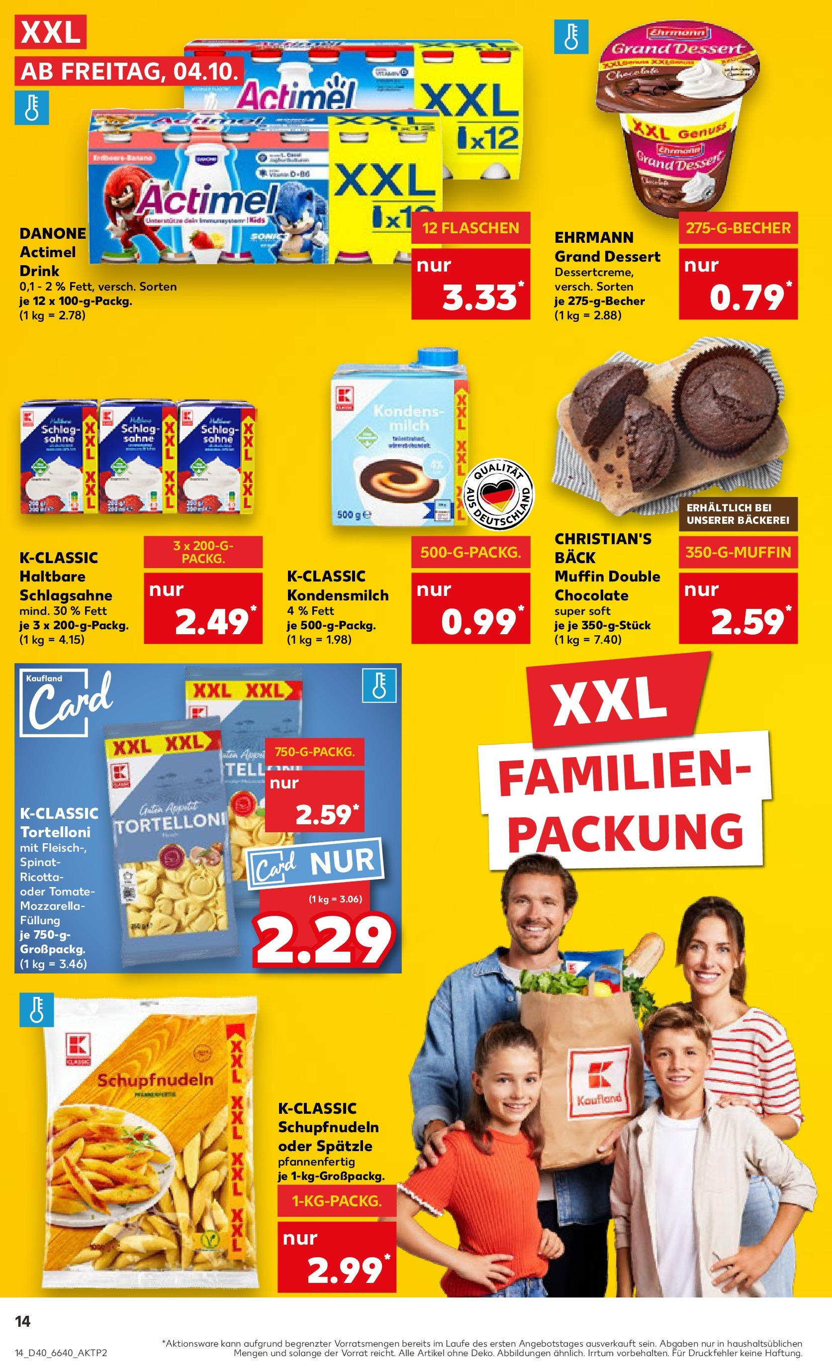 Kaufland Prospekt 	 (ab 04.10.2024) » Angebote Online zum Blättern | Seite: 14 | Produkte: Actimel, Bäckerei, Milch