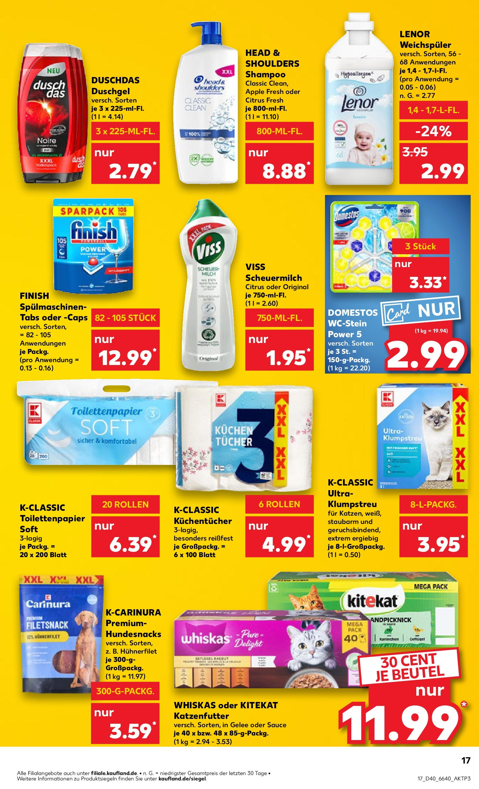 Kaufland - München (ab 04.10.2024) » Angebote Online zum Blättern | Seite: 17 | Produkte: Lenor, Finish, Kuchen, Toilettenpapier