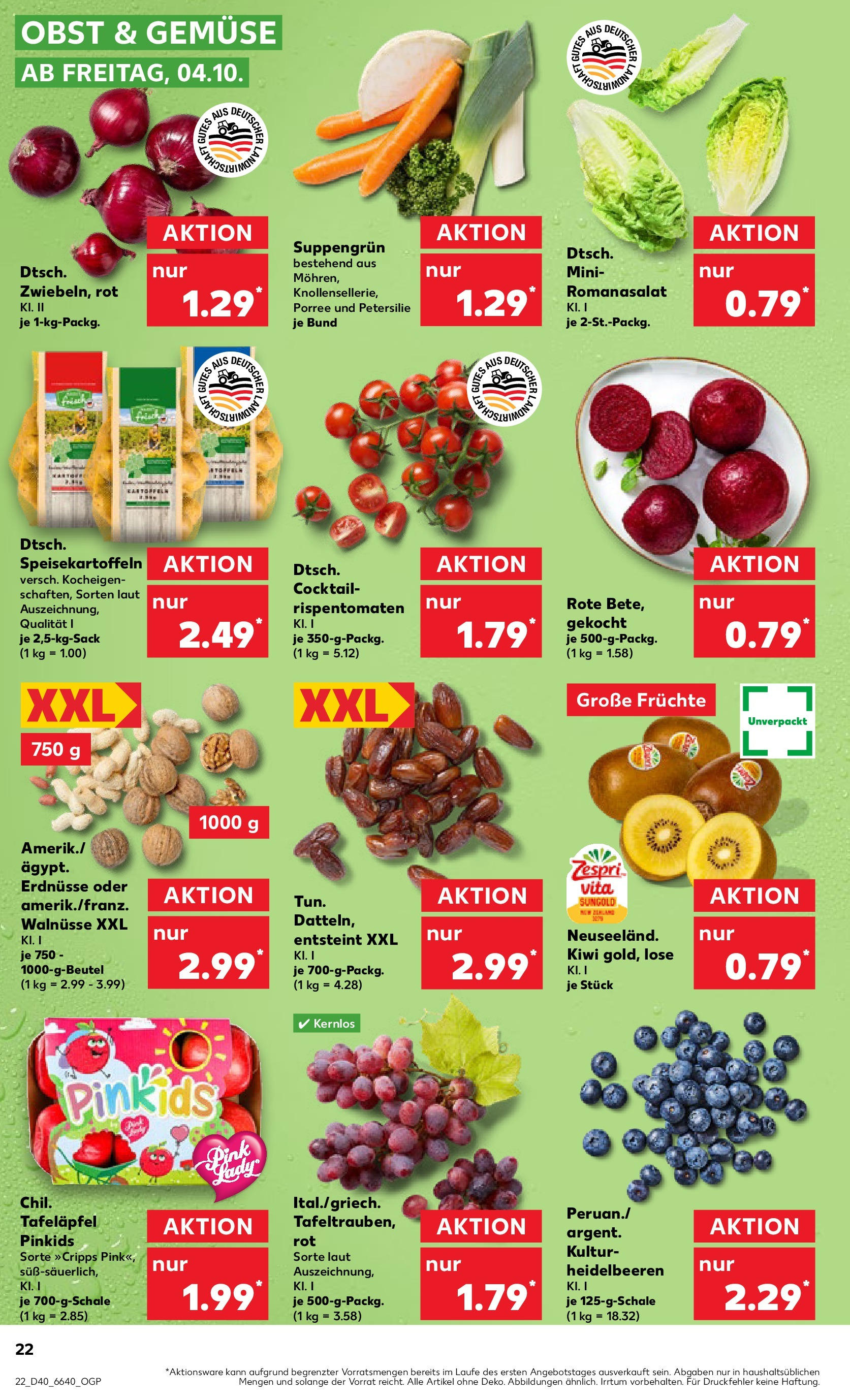 Kaufland Prospekt 	 (ab 04.10.2024) » Angebote Online zum Blättern | Seite: 22 | Produkte: Erdnüsse, Gemüse, Obst, Petersilie