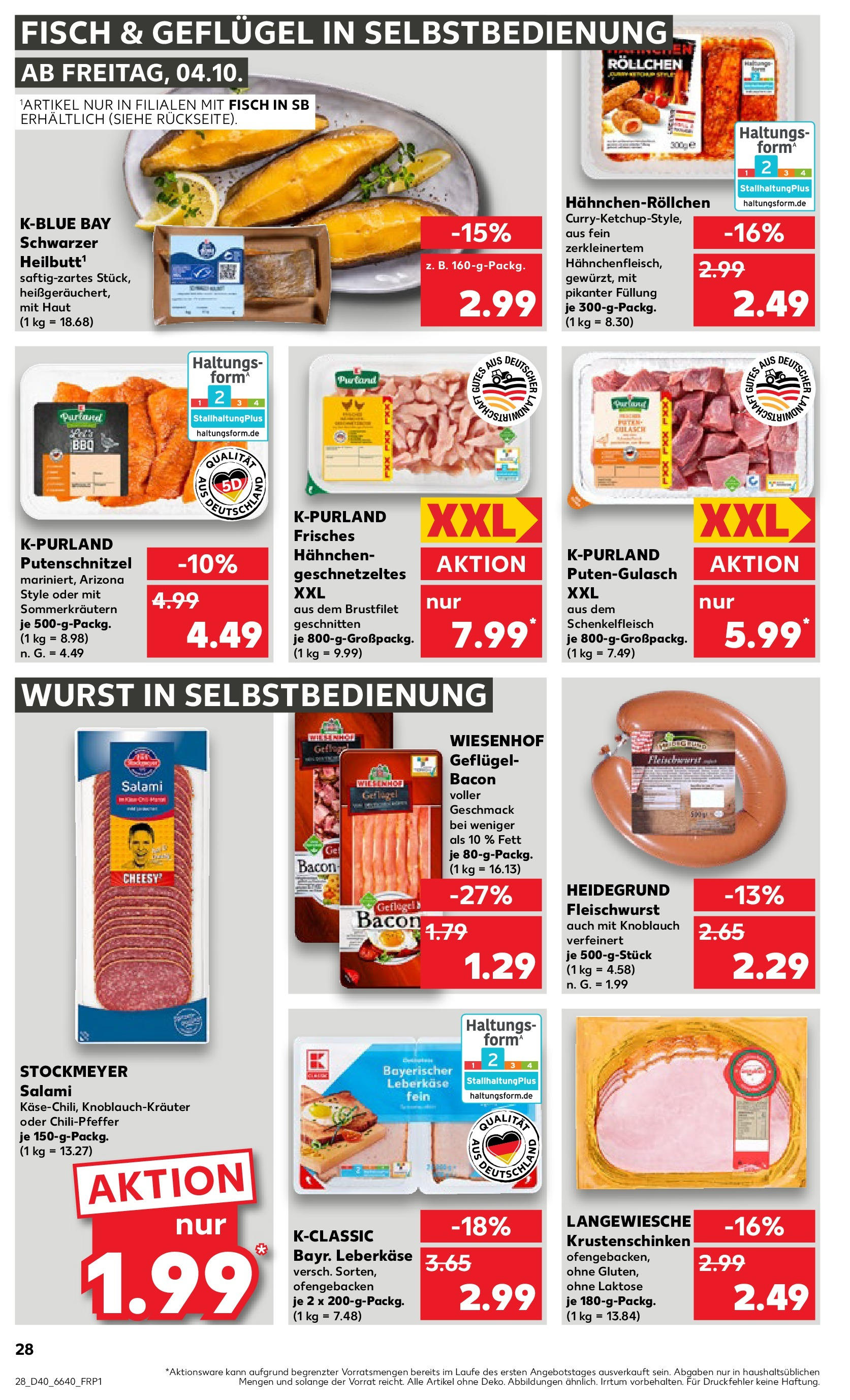 Kaufland Prospekt 	 (ab 04.10.2024) » Angebote Online zum Blättern | Seite: 28 | Produkte: Fisch, Wurst, Salami, Karotte