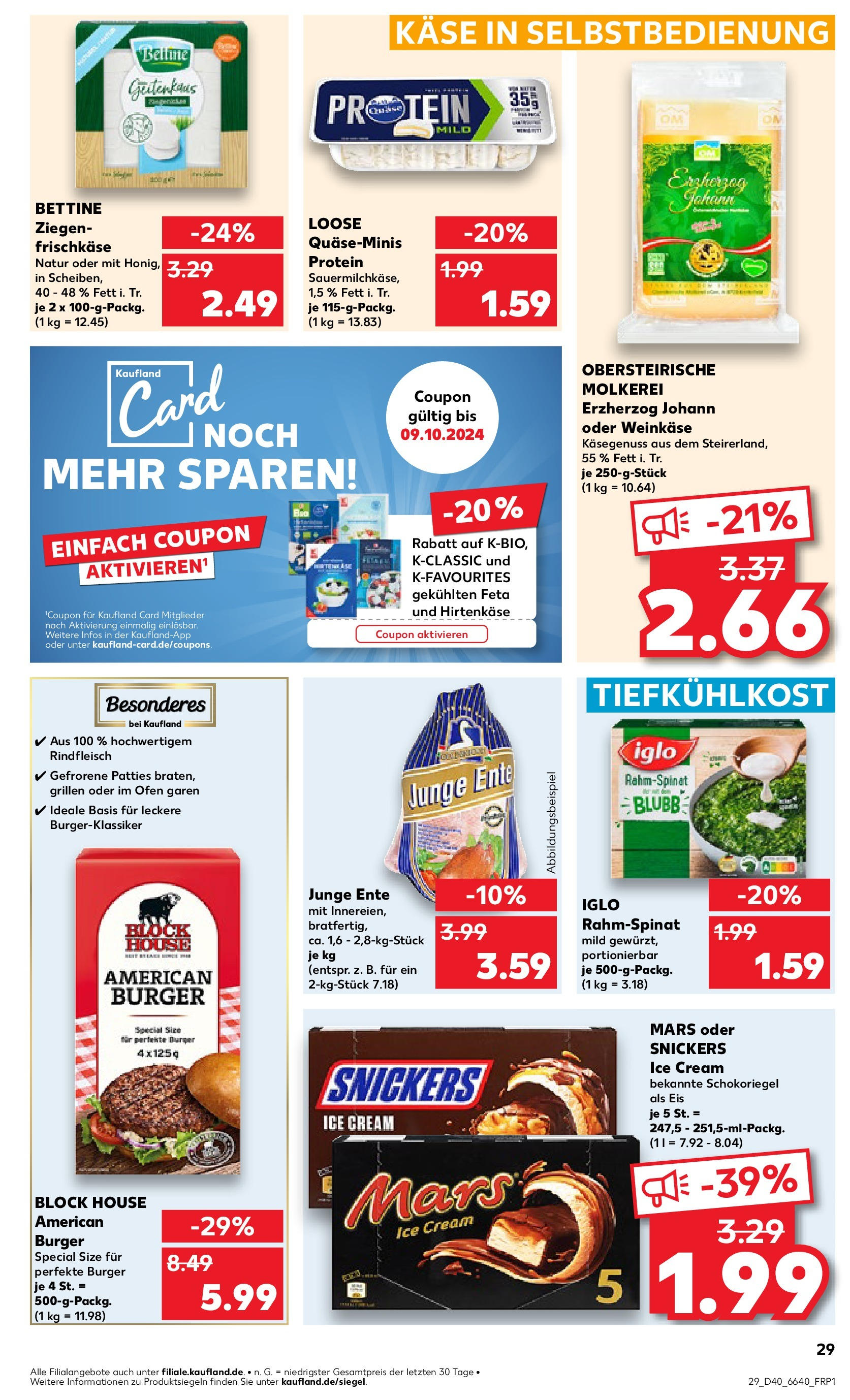 Kaufland Prospekt 	 (ab 04.10.2024) » Angebote Online zum Blättern | Seite: 29 | Produkte: Feta, Burger, Rindfleisch, Ente