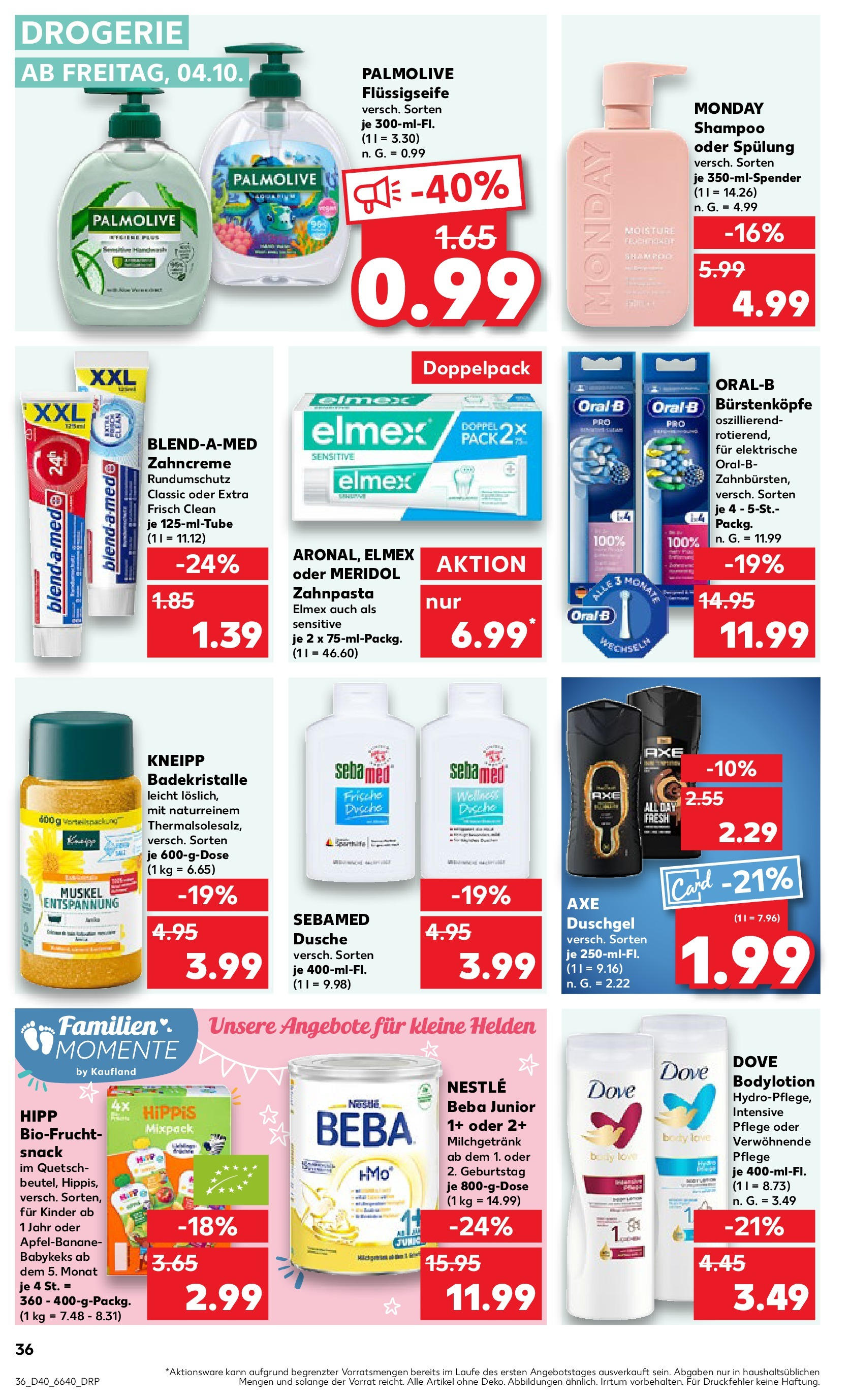 Kaufland Prospekt 	 (ab 04.10.2024) » Angebote Online zum Blättern | Seite: 36 | Produkte: Dusche, Shampoo, Spülung, Zahnpasta