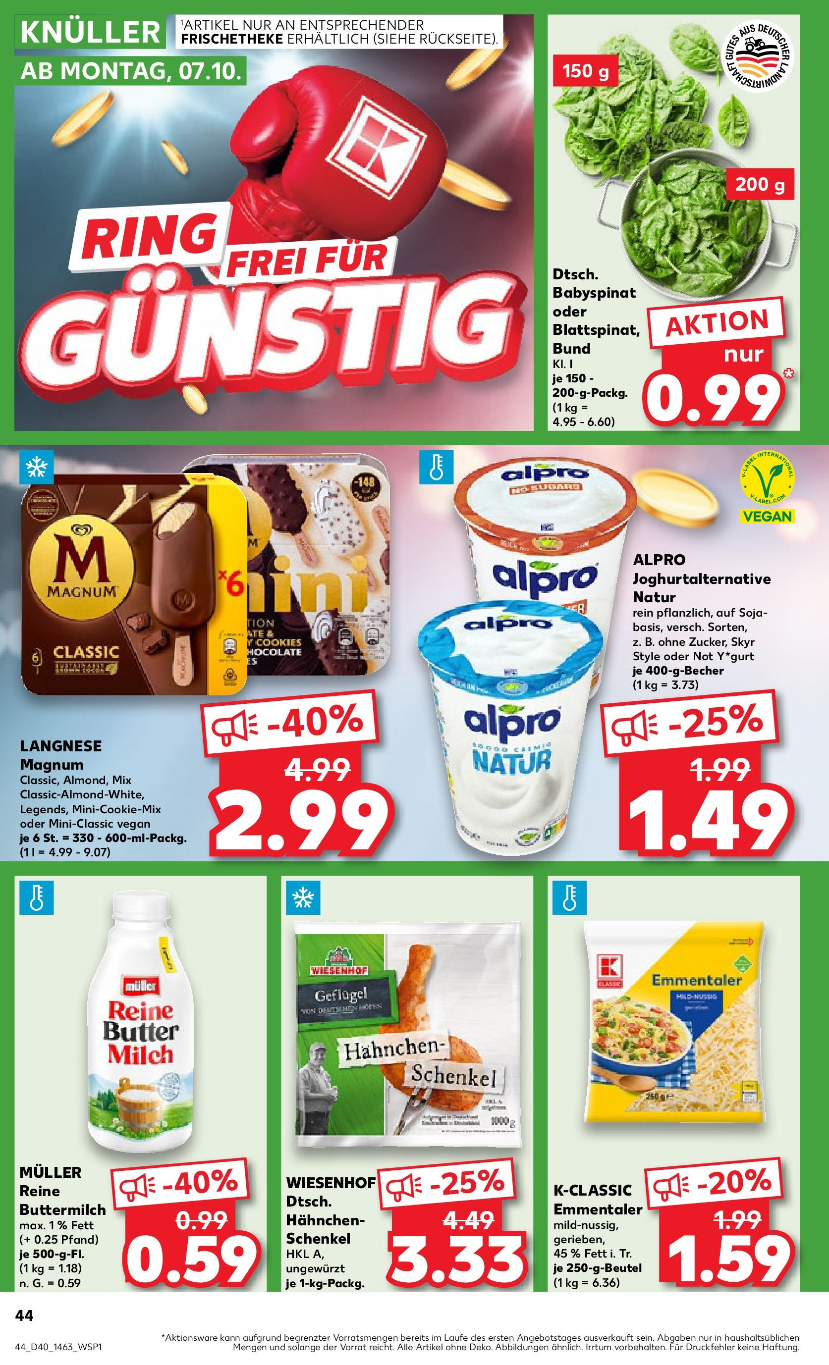 Kaufland - München (ab 04.10.2024) » Angebote Online zum Blättern | Seite: 44 | Produkte: Langnese, Buttermilch, Skyr, Alpro