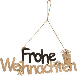 BOLTZE Holzschriftzug "Frohe Weihnachten", schwarz-natur-gold beglittert