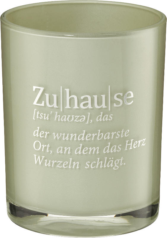 Dekorieren & Einrichten Kerzenhalter aus Glas "ZuIhauIse", salbei-silber