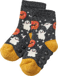 PUSBLU ABS Socken mit Halloween-Muster, grau & orange, Gr. 23/26