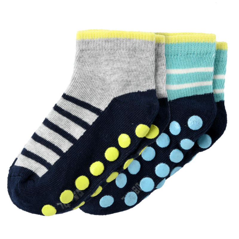 2 Paar Baby Sneaker-Socken mit ABS-Sohle