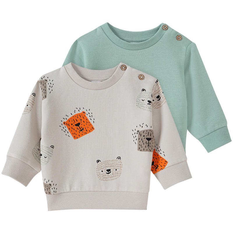 2 Newborn Sweatshirts mit Schulterknöpfen