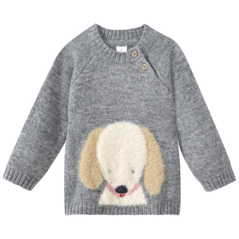 Baby Strickpullover mit Hunde-Motiv