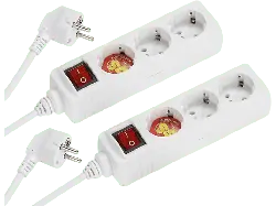 Vivanco Steckdosenleiste 3-fach mit Schalter, Weiß (2er Pack)