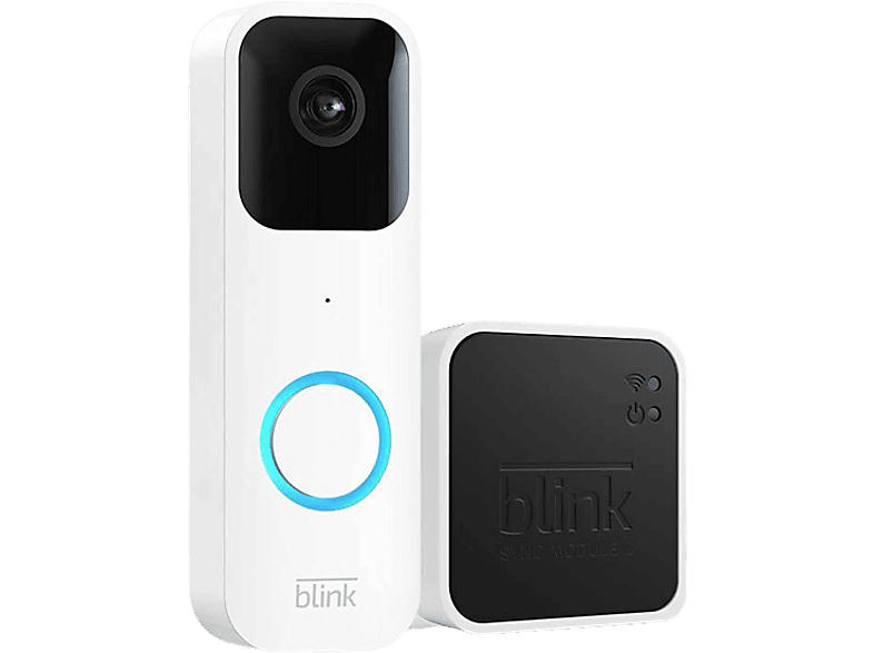 blink Video Doorbell mit Sync Module 2, Bewegungserfassung, 2-Wege-Audio, Kabellos/Kabelgebunden, Weiß; Video Türklingel