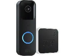 BLink Video Doorbell mit Sync Module 2, Bewegungserfassung, 2-Wege-Audio, Kabellos/Kabelgebunden, Schwarz Türklingel (Anzahl Kameras: 1, für Außen, Nachtsichtfunktion, Netz-/Akkubetrieb, Schwarz); Video Türklingel