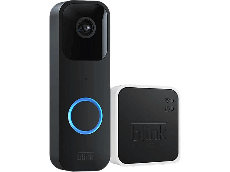 blink Video Doorbell mit Sync Module 2, Bewegungserfassung, 2-Wege-Audio, Kabellos/Kabelgebunden, Schwarz; Video Türklingel