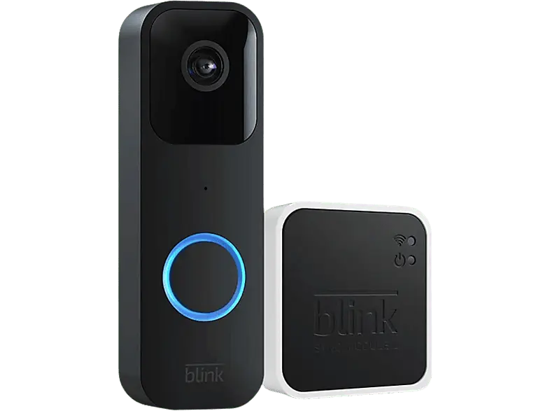 BLink Video Doorbell mit Sync Module 2, Bewegungserfassung, 2-Wege-Audio, Kabellos/Kabelgebunden, Schwarz Türklingel (Anzahl Kameras: 1, für Außen, Nachtsichtfunktion, Netz-/Akkubetrieb, Schwarz); Video Türklingel