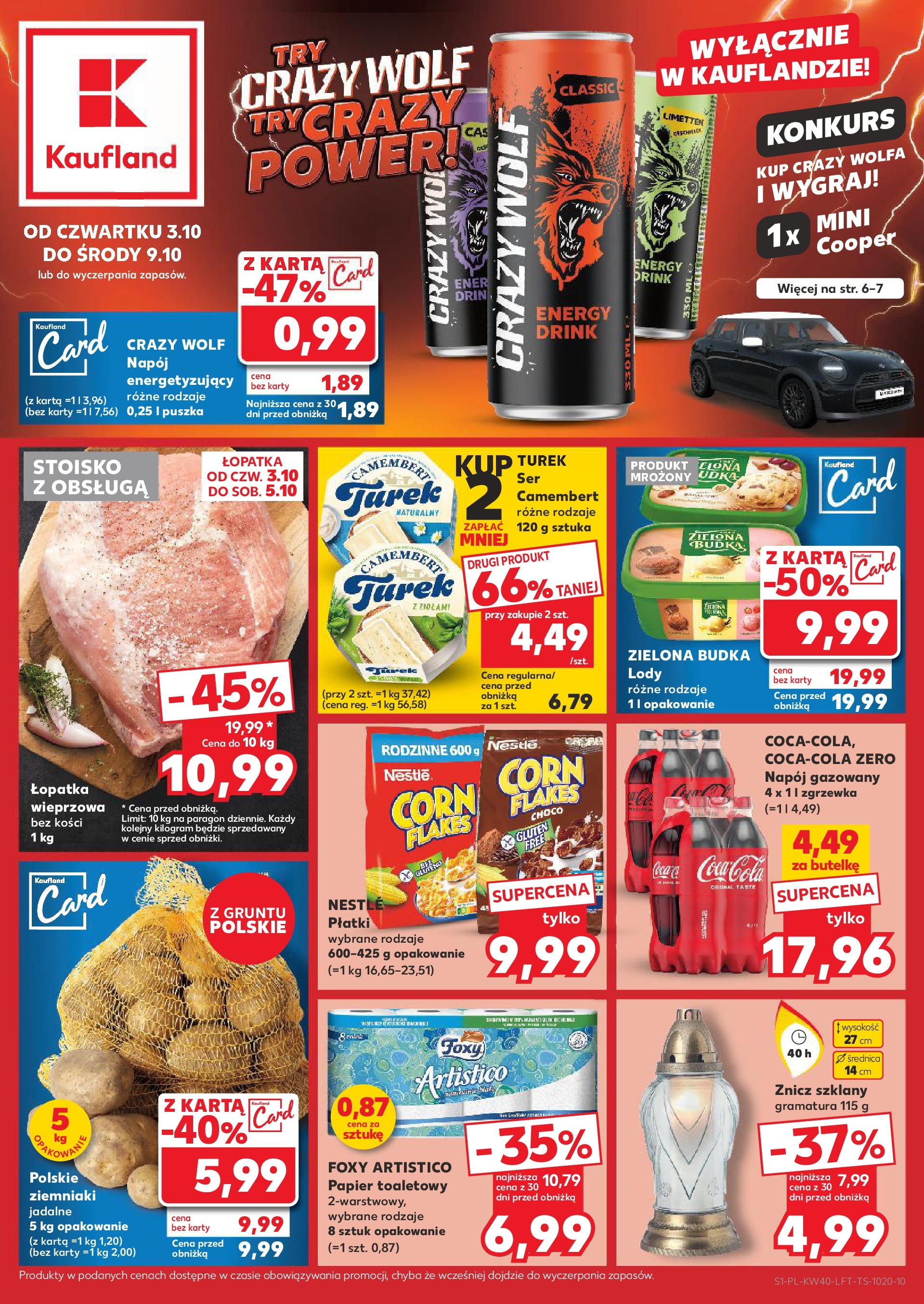 Kaufland gazetka od 03.10.2024 - od jutra PDF | Strona: 1 | Produkty: Papier toaletowy, Camembert, Lody, Ziemniaki